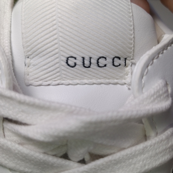 NEW GUCCI RHYTON EVOLUTION CUT-OUT SNEAKERS WHITE WEB LOGO SZ 38.5 - Picture 14 of 16